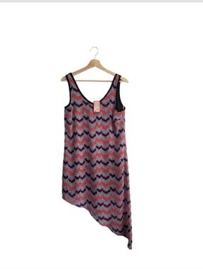 NWT LUSH Asymmetrical Chevron Tank Dress Size L Boho Festival Flowy Summer